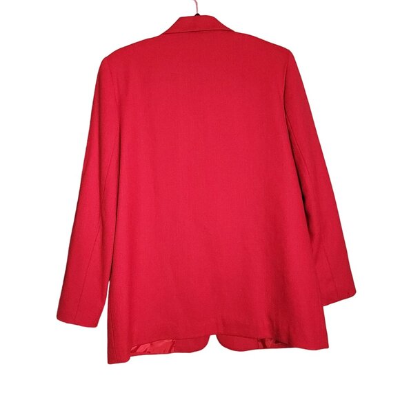 Vintage Women's 8 Wool Blend Red Blazer Jacket Business Career Old Money Preppy - Picture 2 of 8